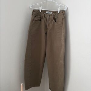 Abercrombie & Fitch Curve Love Khaki Barrel Jeans